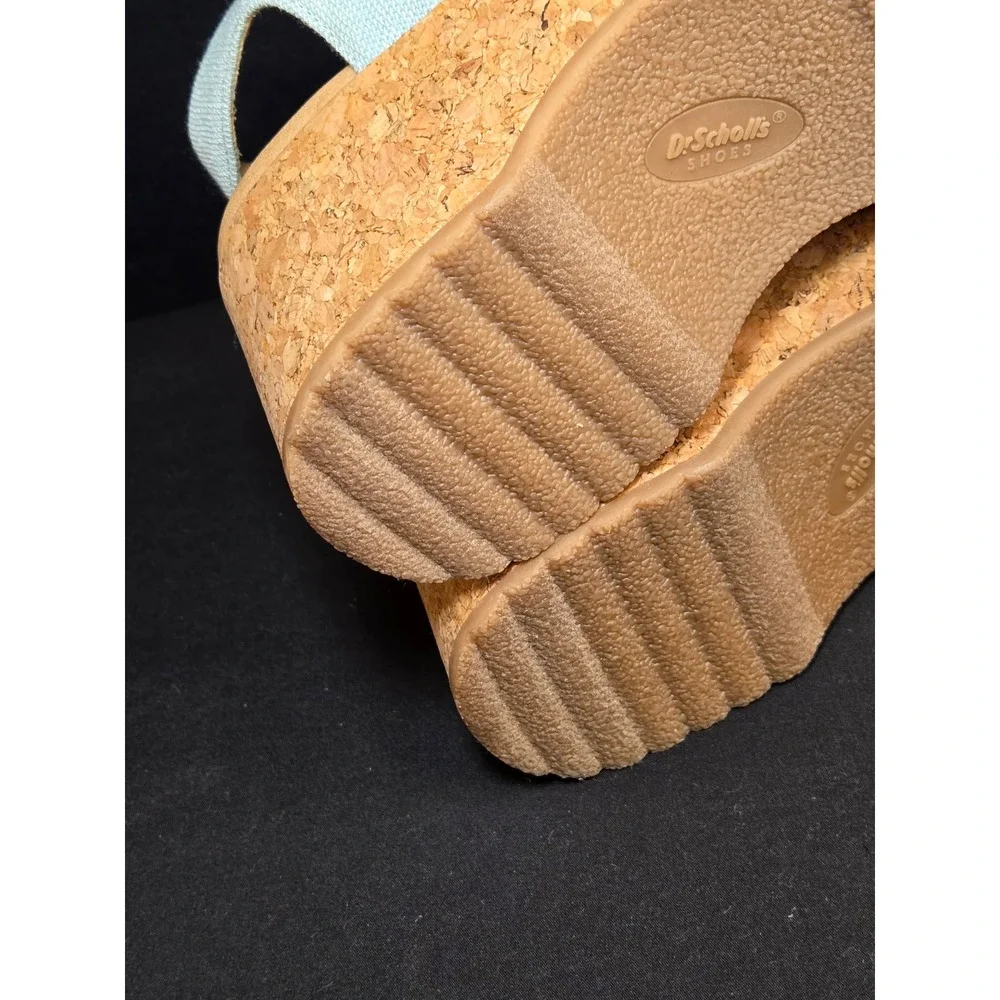 Dr. Scholls Forever Original Light Blue Cork Platform Wedge Sandals Womens‎ 9m